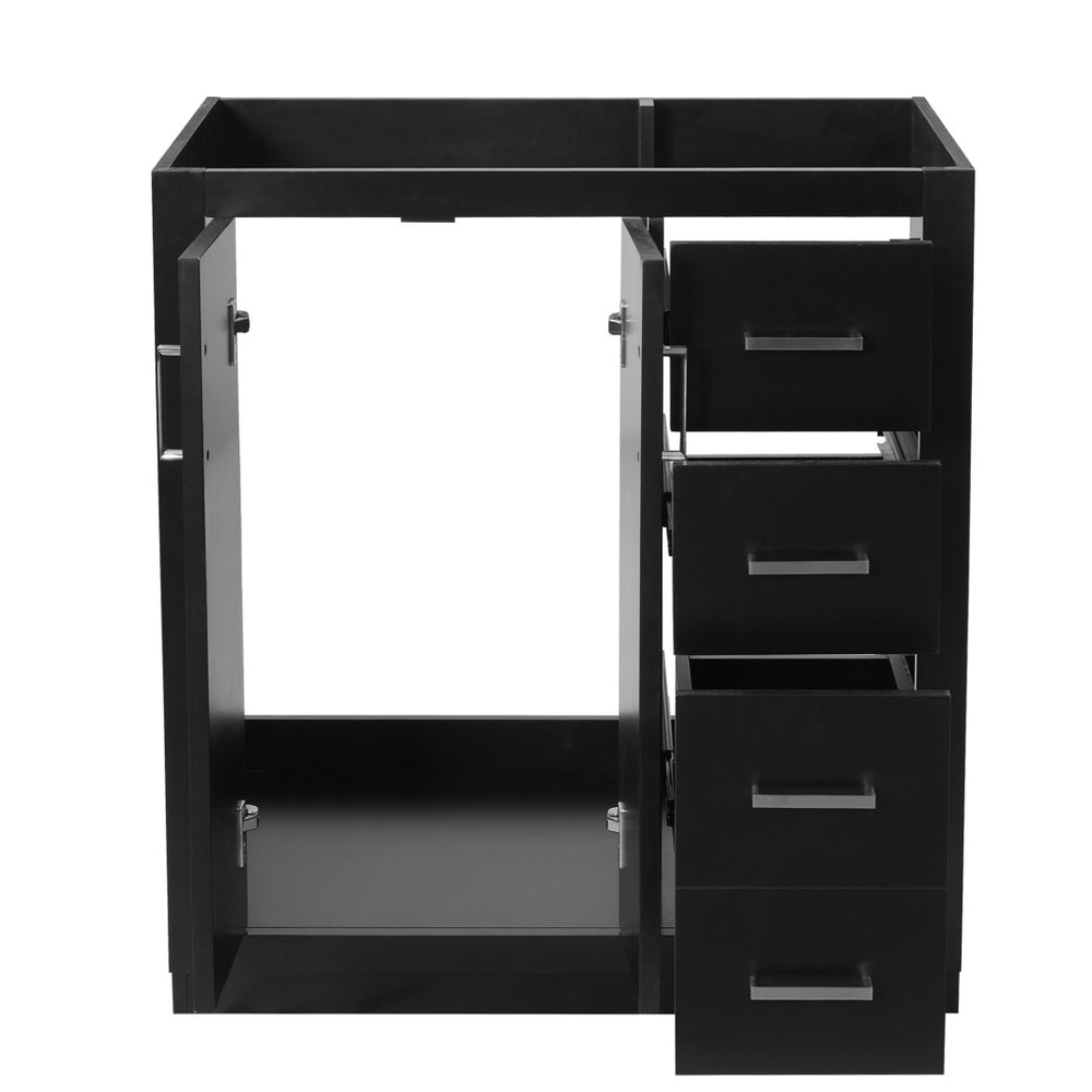 English Elm 30'' Solid Poplar Freestanding Bathroom Vanity with Three Drawers and Soft Close Cabinet Black Style A N710P460709B