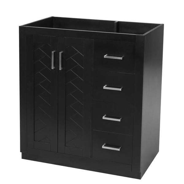 English Elm 30'' Solid Poplar Freestanding Bathroom Vanity with Three Drawers and Soft Close Cabinet Black Style A N710P460709B