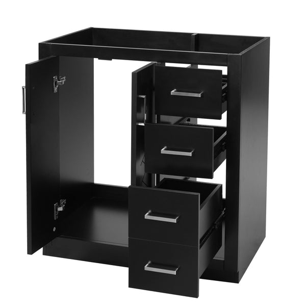 English Elm 30'' Solid Poplar Freestanding Bathroom Vanity with Three Drawers and Soft Close Cabinet Black Style A N710P460709B