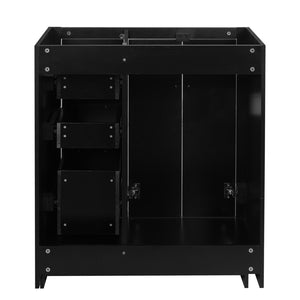 English Elm 30'' Solid Poplar Freestanding Bathroom Vanity with Three Drawers and Soft Close Cabinet Black Style A N710P460709B