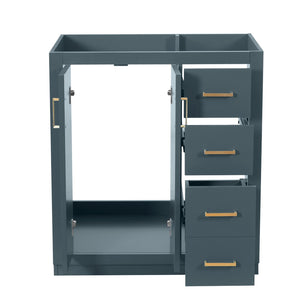 English Elm 30'' Solid Poplar Freestanding Bathroom Vanity with Three Drawers and Soft Close Cabinet Blue Style A N710P460709C