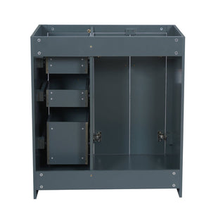 English Elm 30'' Solid Poplar Freestanding Bathroom Vanity with Three Drawers and Soft Close Cabinet Blue Style A N710P460709C