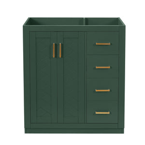 English Elm 30'' Solid Poplar Freestanding Bathroom Vanity with Three Drawers and Soft Close Cabinet Green Style A N710P460709F