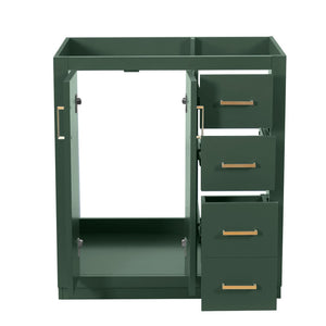 English Elm 30'' Solid Poplar Freestanding Bathroom Vanity with Three Drawers and Soft Close Cabinet Green Style A N710P460709F