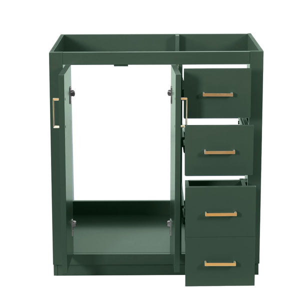 English Elm 30'' Solid Poplar Freestanding Bathroom Vanity with Three Drawers and Soft Close Cabinet Green Style A N710P460709F