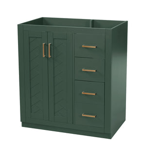 English Elm 30'' Solid Poplar Freestanding Bathroom Vanity with Three Drawers and Soft Close Cabinet Green Style A N710P460709F