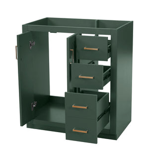 English Elm 30'' Solid Poplar Freestanding Bathroom Vanity with Three Drawers and Soft Close Cabinet Green Style A N710P460709F