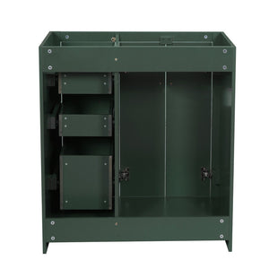 English Elm 30'' Solid Poplar Freestanding Bathroom Vanity with Three Drawers and Soft Close Cabinet Green Style A N710P460709F
