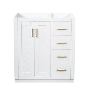 English Elm 30'' Solid Poplar Freestanding Bathroom Vanity with Three Drawers and Soft Close Cabinet White Style A N710P460709K