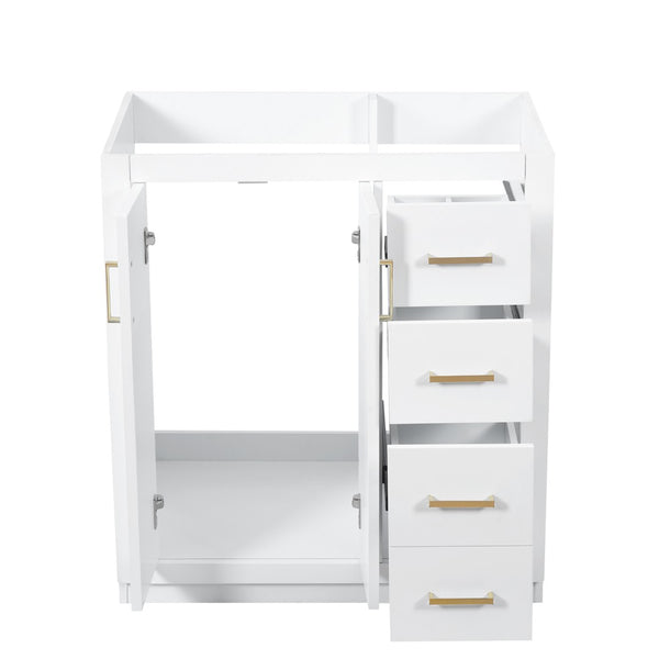 English Elm 30'' Solid Poplar Freestanding Bathroom Vanity with Three Drawers and Soft Close Cabinet White Style A N710P460709K