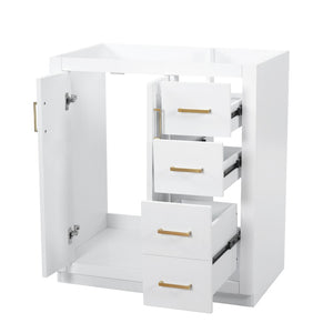 English Elm 30'' Solid Poplar Freestanding Bathroom Vanity with Three Drawers and Soft Close Cabinet White Style A N710P460709K