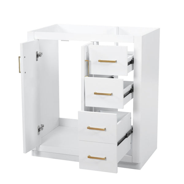 English Elm 30'' Solid Poplar Freestanding Bathroom Vanity with Three Drawers and Soft Close Cabinet White Style A N710P460709K