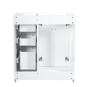 English Elm 30'' Solid Poplar Freestanding Bathroom Vanity with Three Drawers and Soft Close Cabinet White Style A N710P460709K