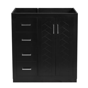 English Elm 30'' Solid Poplar Freestanding Bathroom Vanity with Three Drawers and Soft Close Cabinet Black Style B N710P460714B