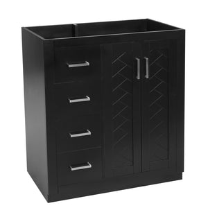 English Elm 30'' Solid Poplar Freestanding Bathroom Vanity with Three Drawers and Soft Close Cabinet Black Style B N710P460714B