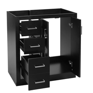English Elm 30'' Solid Poplar Freestanding Bathroom Vanity with Three Drawers and Soft Close Cabinet Black Style B N710P460714B