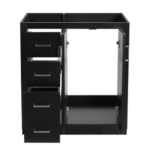 English Elm 30'' Solid Poplar Freestanding Bathroom Vanity with Three Drawers and Soft Close Cabinet Black Style B N710P460714B