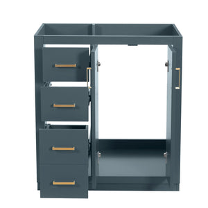 English Elm 30'' Solid Poplar Freestanding Bathroom Vanity with Three Drawers and Soft Close Cabinet Blue Style B N710P460714C