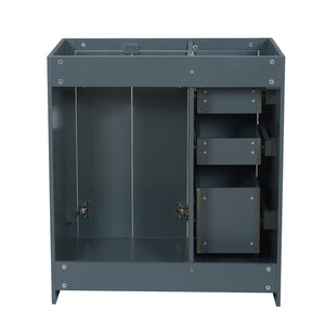 English Elm 30'' Solid Poplar Freestanding Bathroom Vanity with Three Drawers and Soft Close Cabinet Blue Style B N710P460714C