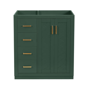 English Elm 30'' Solid Poplar Freestanding Bathroom Vanity with Three Drawers and Soft Close Cabinet Green Style B N710P460714F