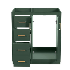 English Elm 30'' Solid Poplar Freestanding Bathroom Vanity with Three Drawers and Soft Close Cabinet Green Style B N710P460714F