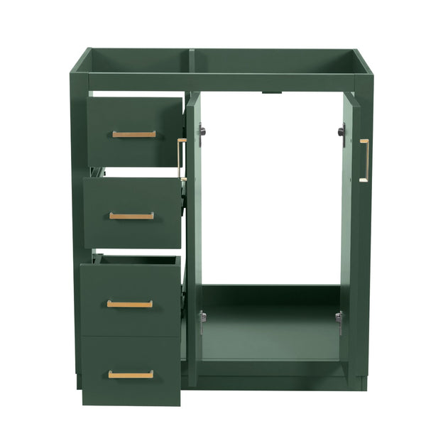 English Elm 30'' Solid Poplar Freestanding Bathroom Vanity with Three Drawers and Soft Close Cabinet Green Style B N710P460714F