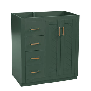 English Elm 30'' Solid Poplar Freestanding Bathroom Vanity with Three Drawers and Soft Close Cabinet Green Style B N710P460714F
