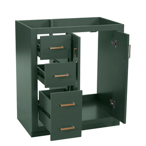 English Elm 30'' Solid Poplar Freestanding Bathroom Vanity with Three Drawers and Soft Close Cabinet Green Style B N710P460714F