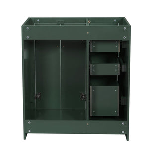 English Elm 30'' Solid Poplar Freestanding Bathroom Vanity with Three Drawers and Soft Close Cabinet Green Style B N710P460714F