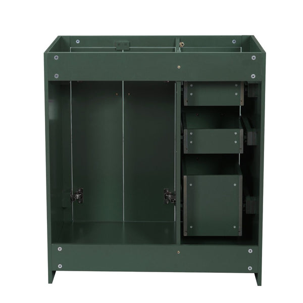 English Elm 30'' Solid Poplar Freestanding Bathroom Vanity with Three Drawers and Soft Close Cabinet Green Style B N710P460714F