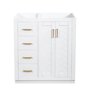 English Elm 30'' Solid Poplar Freestanding Bathroom Vanity with Three Drawers and Soft Close Cabinet White Style B N710P460714K