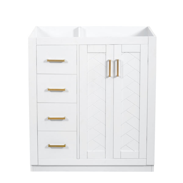 English Elm 30'' Solid Poplar Freestanding Bathroom Vanity with Three Drawers and Soft Close Cabinet White Style B N710P460714K