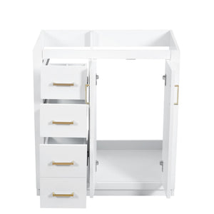 English Elm 30'' Solid Poplar Freestanding Bathroom Vanity with Three Drawers and Soft Close Cabinet White Style B N710P460714K