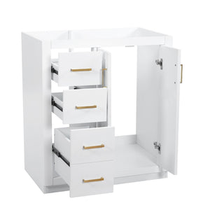 English Elm 30'' Solid Poplar Freestanding Bathroom Vanity with Three Drawers and Soft Close Cabinet White Style B N710P460714K