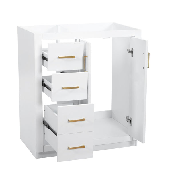 English Elm 30'' Solid Poplar Freestanding Bathroom Vanity with Three Drawers and Soft Close Cabinet White Style B N710P460714K