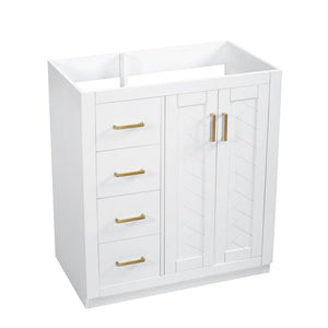 English Elm 30'' Solid Poplar Freestanding Bathroom Vanity with Three Drawers and Soft Close Cabinet White Style B N710P460714K