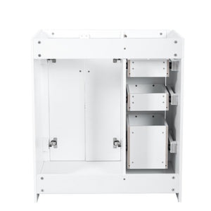 English Elm 30'' Solid Poplar Freestanding Bathroom Vanity with Three Drawers and Soft Close Cabinet White Style B N710P460714K