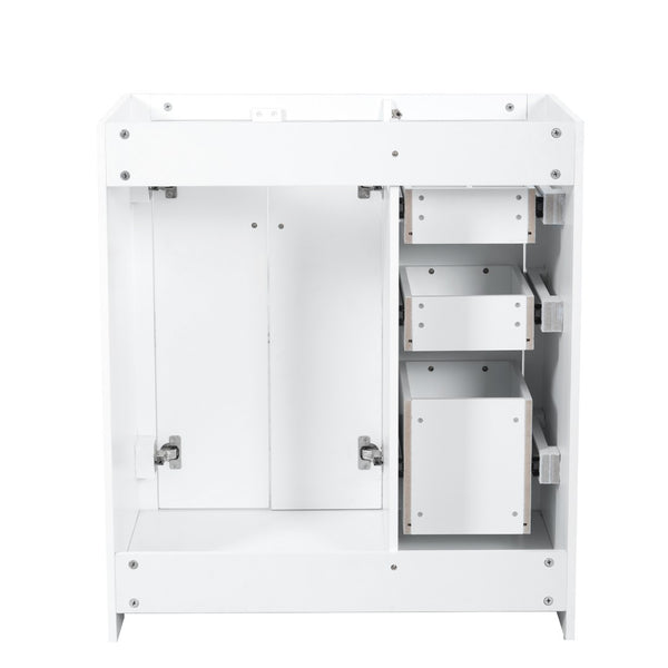 English Elm 30'' Solid Poplar Freestanding Bathroom Vanity with Three Drawers and Soft Close Cabinet White Style B N710P460714K
