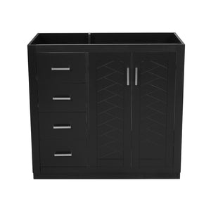 English Elm 36 Inch Freestanding Bathroom Vanity Solid Poplar Cabinet with Diamond Groove Soft Close Doors Black N710P460730B