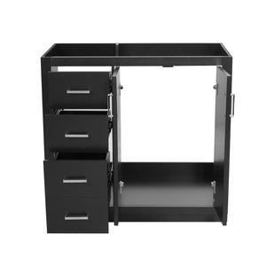 English Elm 36 Inch Freestanding Bathroom Vanity Solid Poplar Cabinet with Diamond Groove Soft Close Doors Black N710P460730B