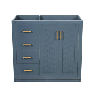 English Elm 36 Inch Freestanding Bathroom Vanity Solid Poplar Cabinet with Diamond Groove Soft Close Doors Blue N710P460730C