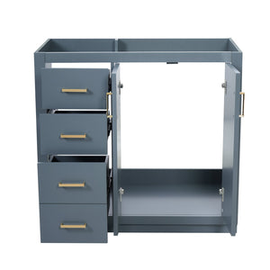 English Elm 36 Inch Freestanding Bathroom Vanity Solid Poplar Cabinet with Diamond Groove Soft Close Doors Blue N710P460730C