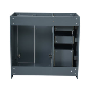 English Elm 36 Inch Freestanding Bathroom Vanity Solid Poplar Cabinet with Diamond Groove Soft Close Doors Blue N710P460730C
