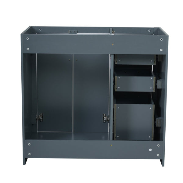 English Elm 36 Inch Freestanding Bathroom Vanity Solid Poplar Cabinet with Diamond Groove Soft Close Doors Blue N710P460730C