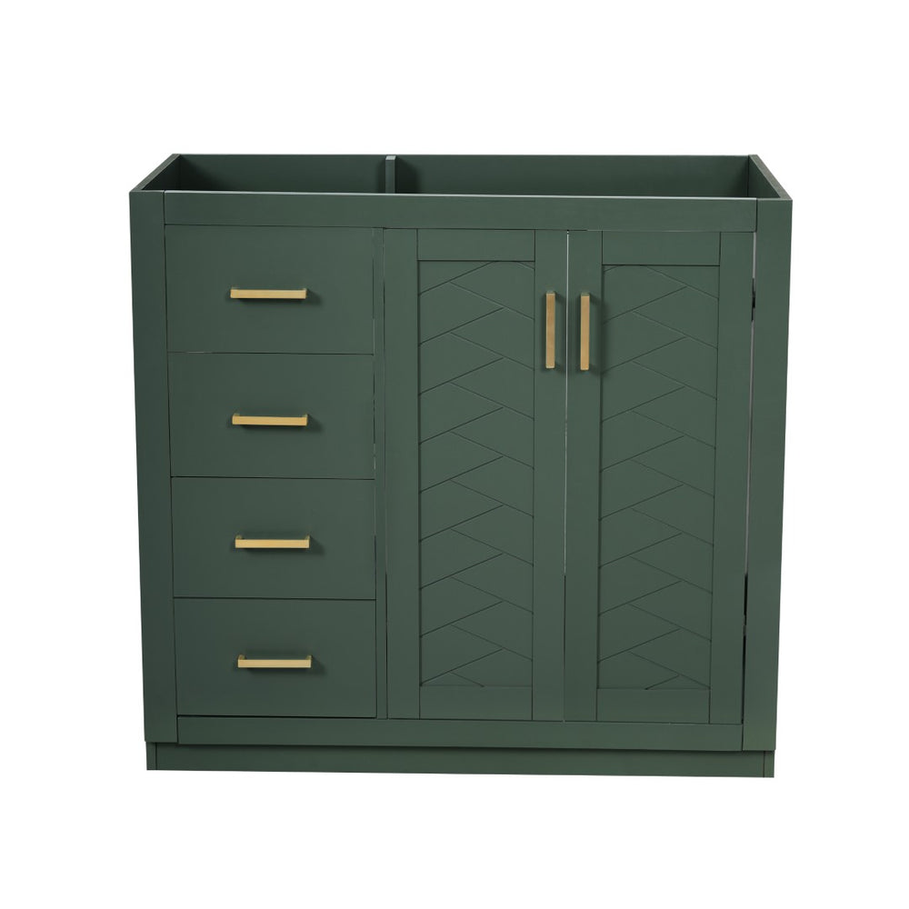 English Elm 36 Inch Freestanding Bathroom Vanity Solid Poplar Cabinet with Diamond Groove Soft Close Doors Green N710P460730F