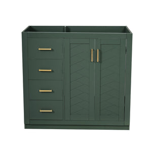 English Elm 36 Inch Freestanding Bathroom Vanity Solid Poplar Cabinet with Diamond Groove Soft Close Doors Green N710P460730F