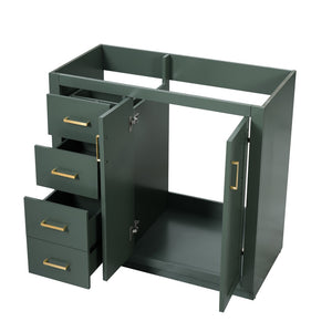 English Elm 36 Inch Freestanding Bathroom Vanity Solid Poplar Cabinet with Diamond Groove Soft Close Doors Green N710P460730F