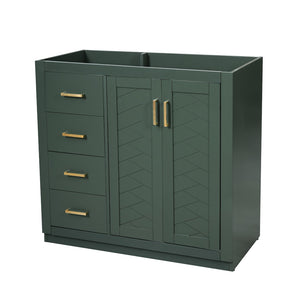 English Elm 36 Inch Freestanding Bathroom Vanity Solid Poplar Cabinet with Diamond Groove Soft Close Doors Green N710P460730F