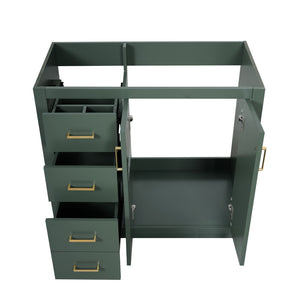 English Elm 36 Inch Freestanding Bathroom Vanity Solid Poplar Cabinet with Diamond Groove Soft Close Doors Green N710P460730F