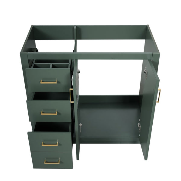 English Elm 36 Inch Freestanding Bathroom Vanity Solid Poplar Cabinet with Diamond Groove Soft Close Doors Green N710P460730F